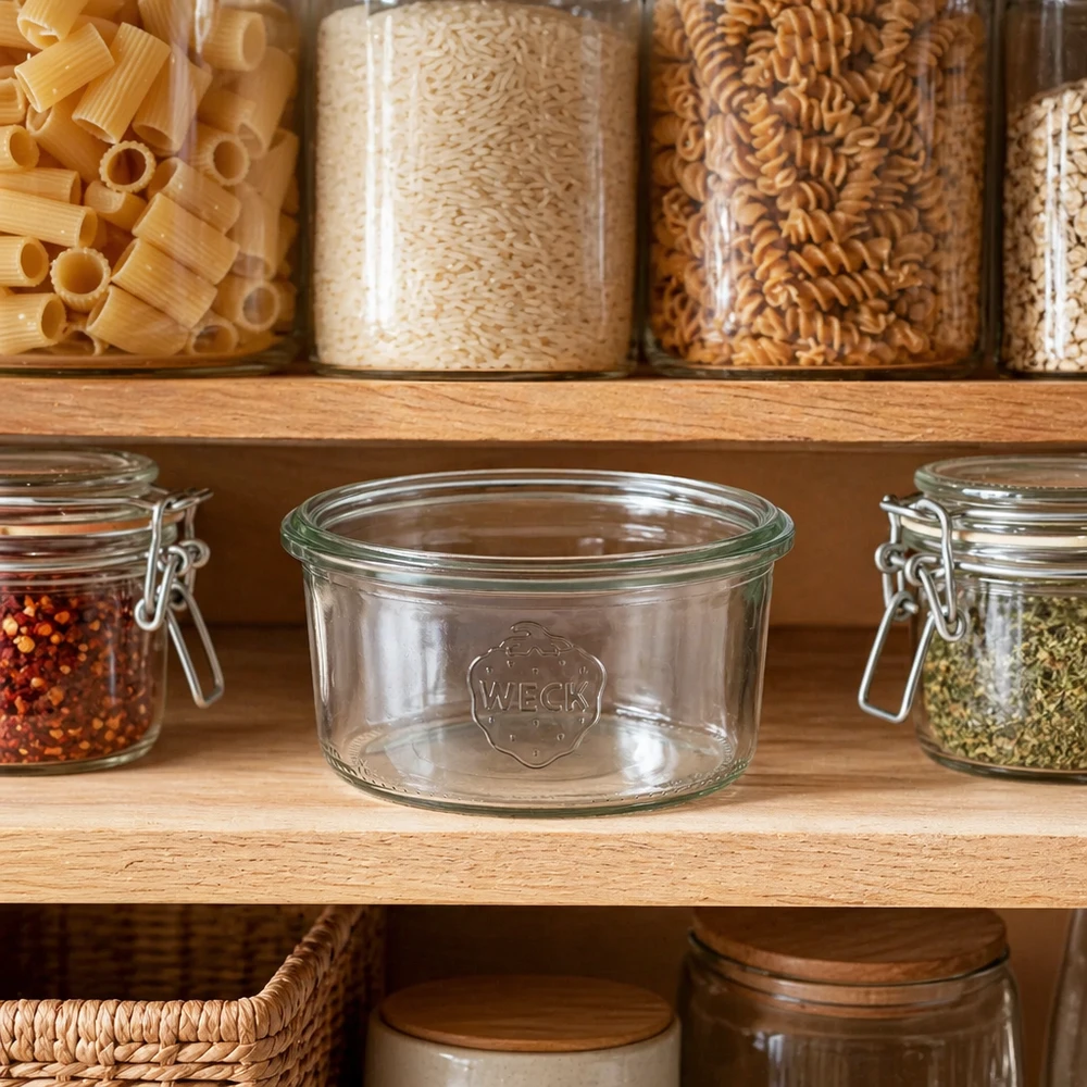WECK RR80-pot van 165 ml WECK 165ml RR80 glazen voorraadpot met pasta en kruiden - glazen voorraadpot voor keuken en huishouden