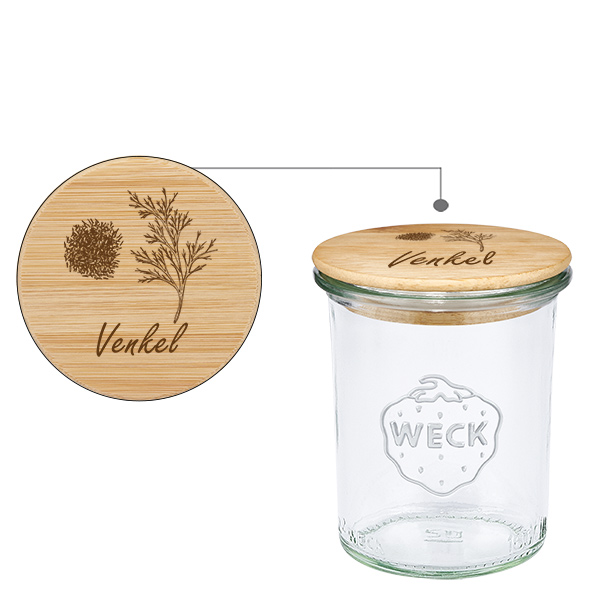 Houten dekselset "Venkel" met WECK weckpot 160ml Houten dekselset "Venkel" met WECK weckpot 160ml