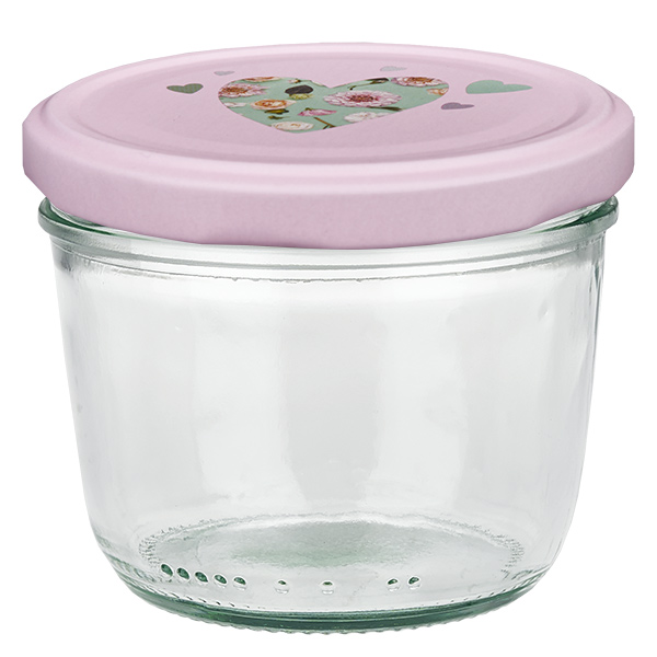 Glazen van 230 ml + BasicSeal-deksel met roze hart UNiTWIST