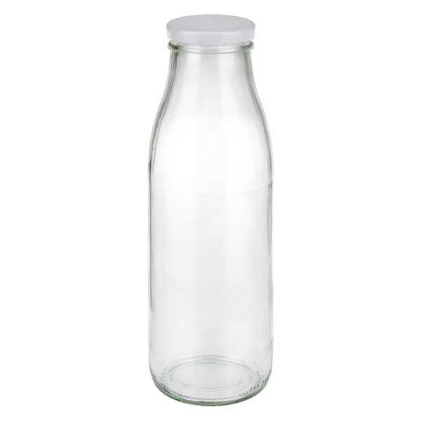 500ml fles met BasicSeal deksel wit UNiTWIST 500ml Glasflasche mit weißem Deckel - elegante Milchflasche für Getränke und Aufbewahrung von Glas-Fabrik.de