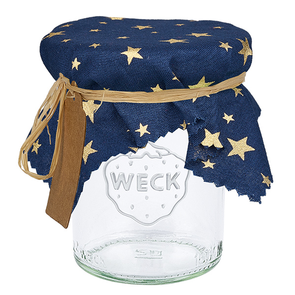 Stoffen doily sterren blauw 150x150mm vierkant