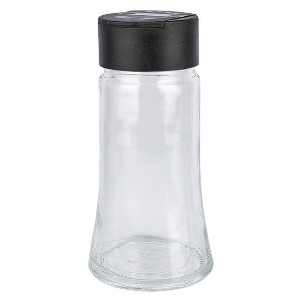 Zout/kruidenpotje 95ml met dubbele shaker zwart