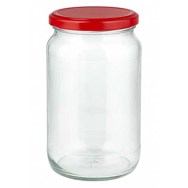 1062ml rond glas met BasicSeal deksel rood UNiTWIST