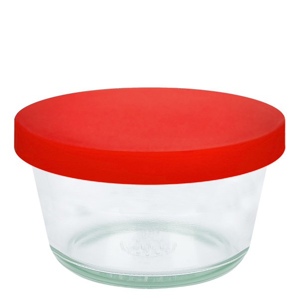 290ml gourmetglas WECK RR100 met siliconenhoes rood