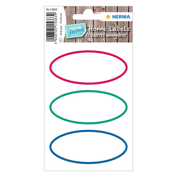 Universele etiketten driekleur (18 stickers) 76x34mm Universele etiketten driekleur (18 stickers) 76x34mm