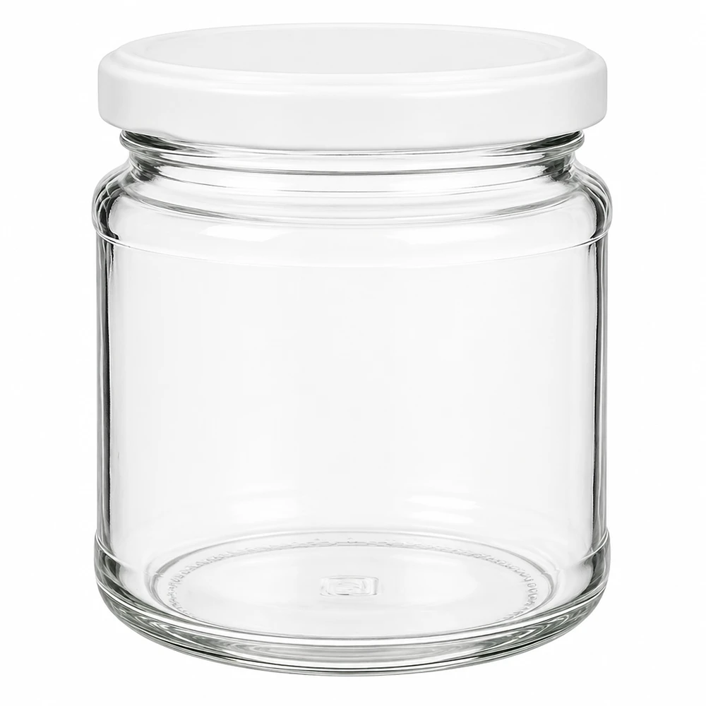 212ml rond glas met BasicSeal deksel wit UNiTWIST 212 ml ronde glazen pot met wit BasicSeal deksel UNiTWIST - lege glazen pot voor conservering en opslag