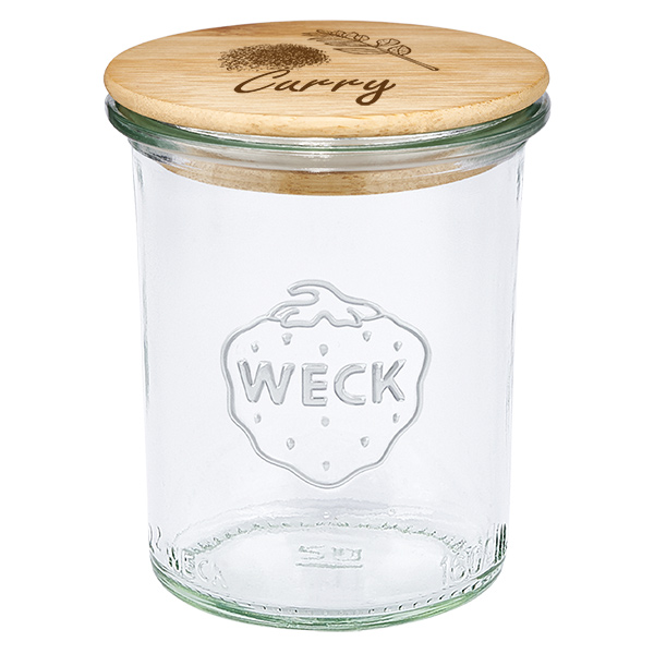 Houten dekselset "Curry" met WECK steelpannen 160ml Houten dekselset "Curry" met WECK steelpannen 160ml