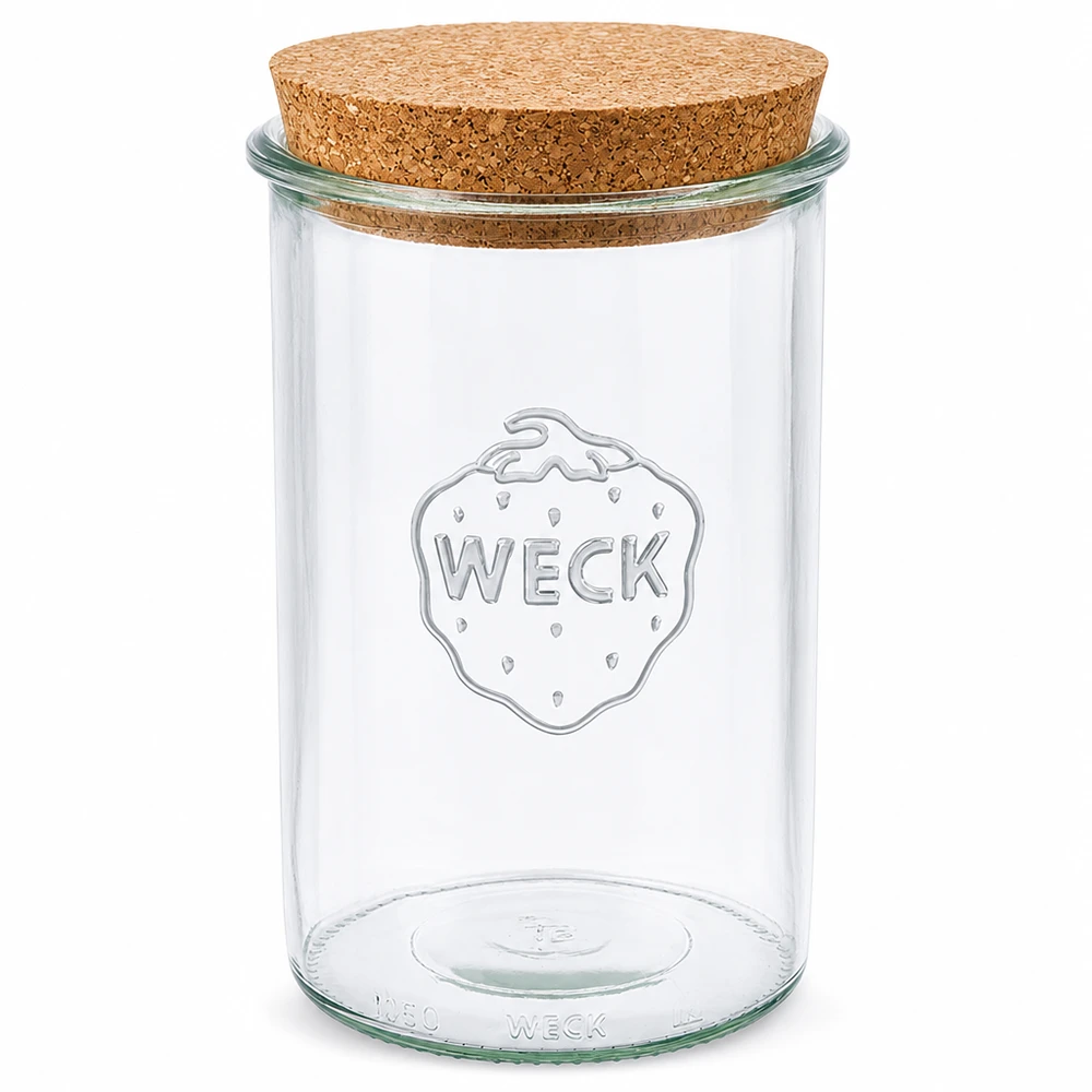 1000ml WECK RR100 tuimelpot met natuurkurk deksel transparante inmaakpot voorraadpot met WECK logo