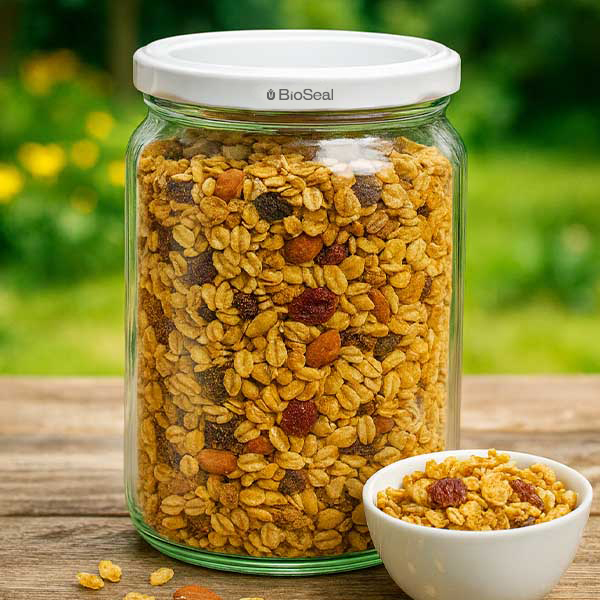 795ml rond glas met BioSeal deksel wit UNiTWIST