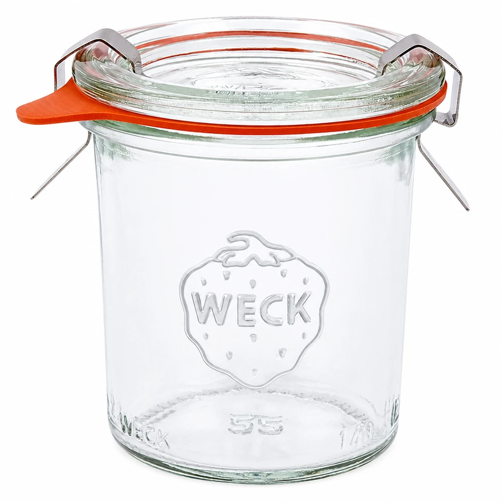 140ml stortglas compleet WECK RR60 WECK 140ml RR60 trommels met glazen deksel rubberen ring en klemmen complete set voor inblikken en conserveren