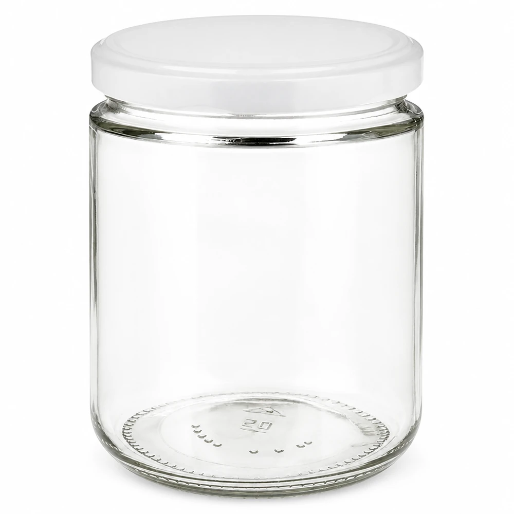 Rond glas van 490 ml + BasicSeal-deksel, wit, UNiTWIST Wit BasicSeal-dekselglas van 490 ml, rond model, van hoogwaardig helder glas voor jam en voorraden