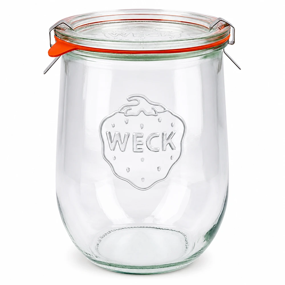 1062ml tulpenglas compleet WECK RR100 WECK tulpenpot 1062ml RR100 inmaakpot met glazen deksel rubberen ring en klemmen voor inmaken en bewaren