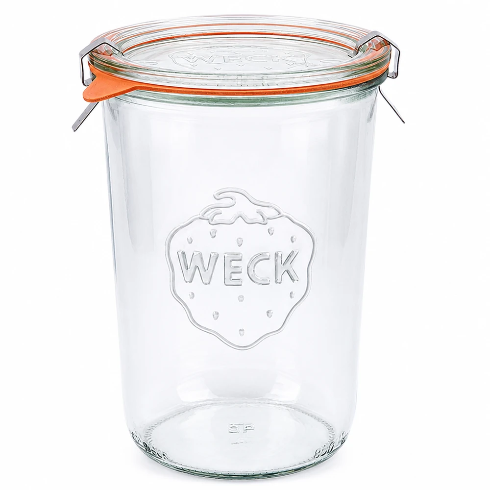 850ml stortglas compleet WECK RR100 WECK RR100 bekers 850ml met glazen deksel rubberen ring en klemmen voor bewaren en opbergen