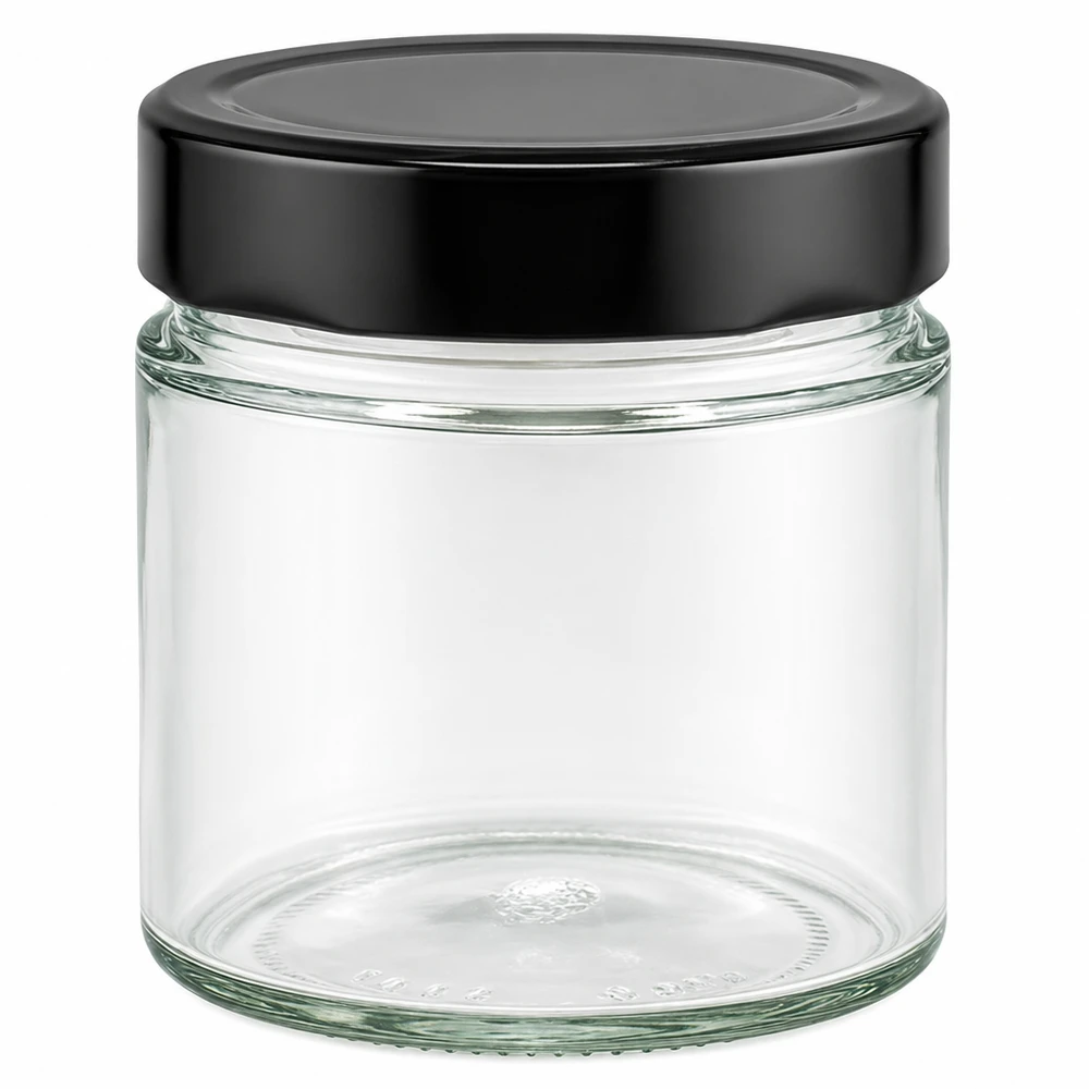 135ml rond glas met BasicSeal deksel zwart deep UNiTWIST 135ml rond glas met BasicSeal deksel zwart deep UNiTWIST