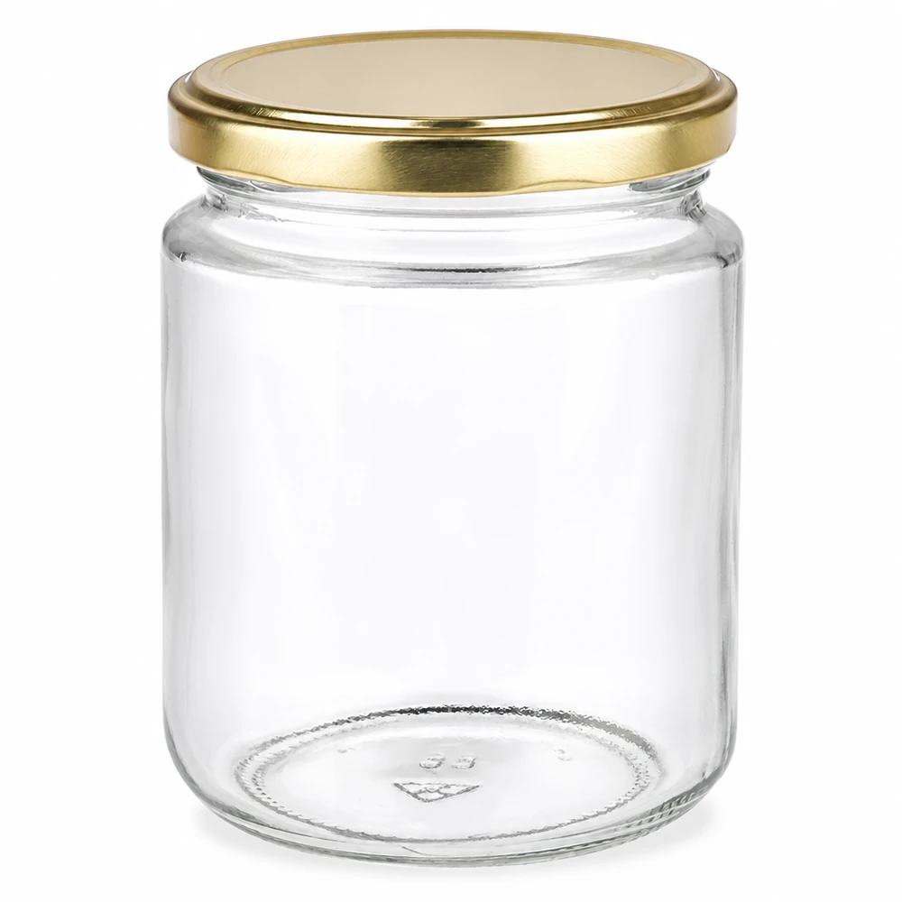 Rond glas van 275 ml + BasicSeal-deksel goud UNiTWIST UNiTWIST 275 ml bewaarglas met BasicSeal-deksel in goud voor het bewaren van levensmiddelen