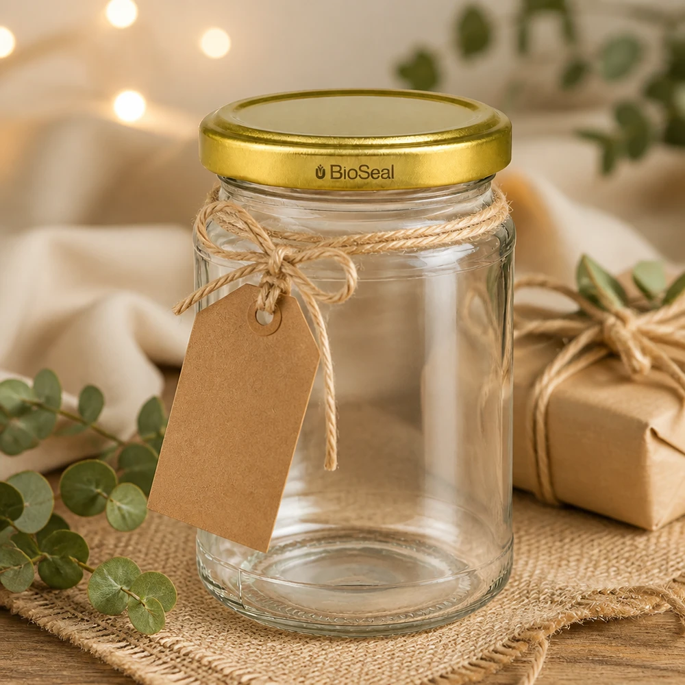 205ml rond glas met BioSeal deksel goud UNiTWIST