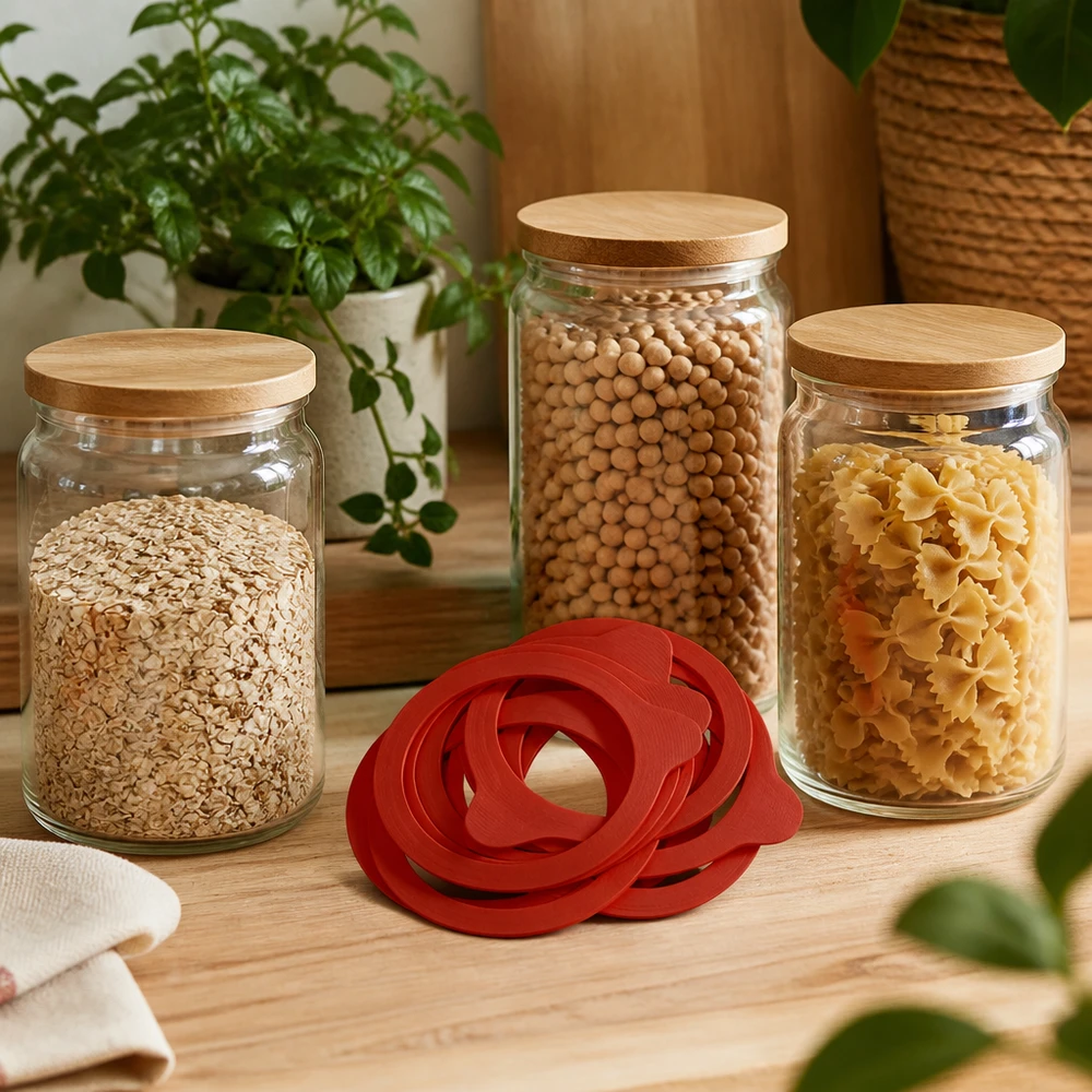 Rode inmaakringen RR100 Natuurrubber voor voorraadpotten met pasta peulvruchten havervlokken Keukendecoratie