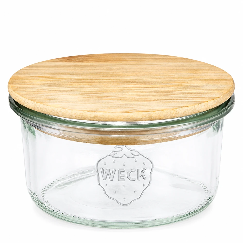 WECK 165ml RR80 mason jar met rond houten deksel gemaakt van bamboe voor conserveren en bewaren
